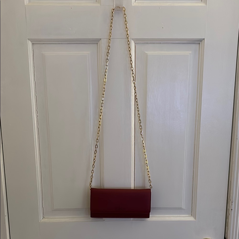 Valentino by Mario Valentino Elegant Burgundy Chain Strap Clutch
